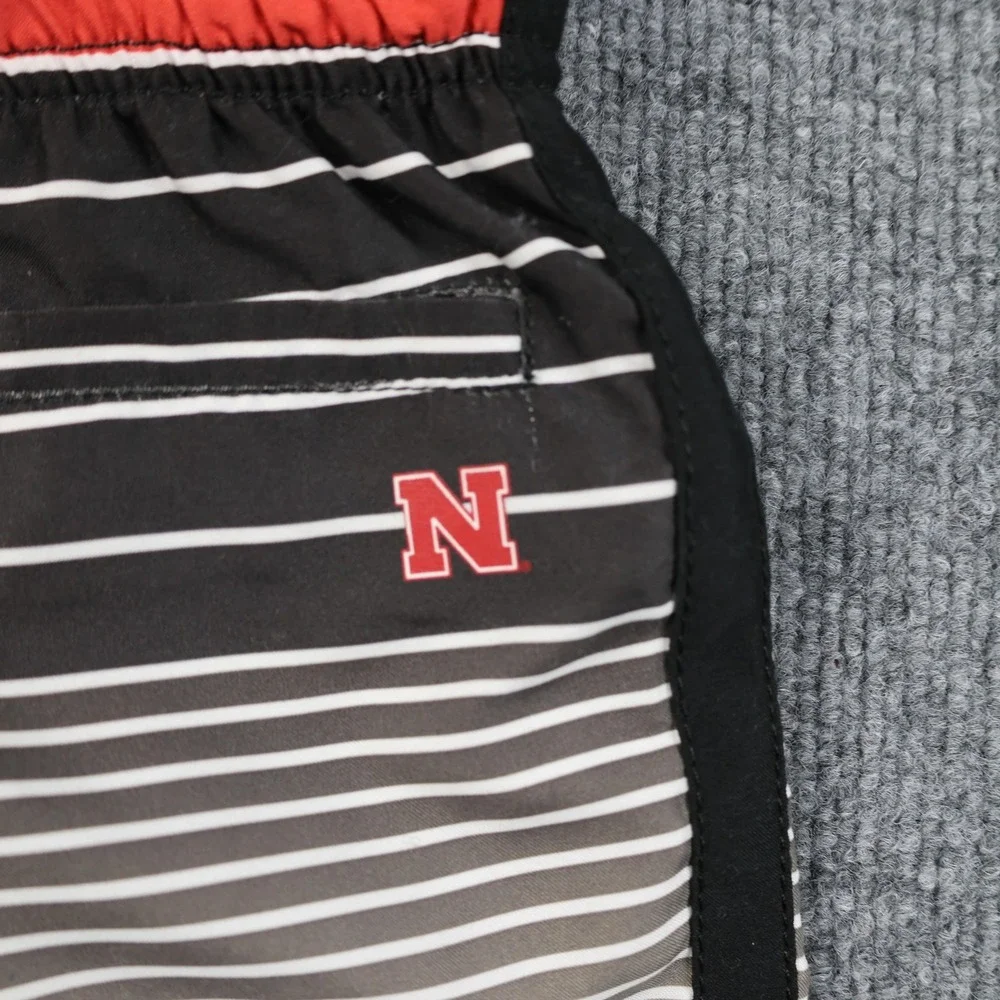 Nebraska Cornhuskers Swim Trunks Infant 12M Black Red Striped NCAA‎ CSS Football